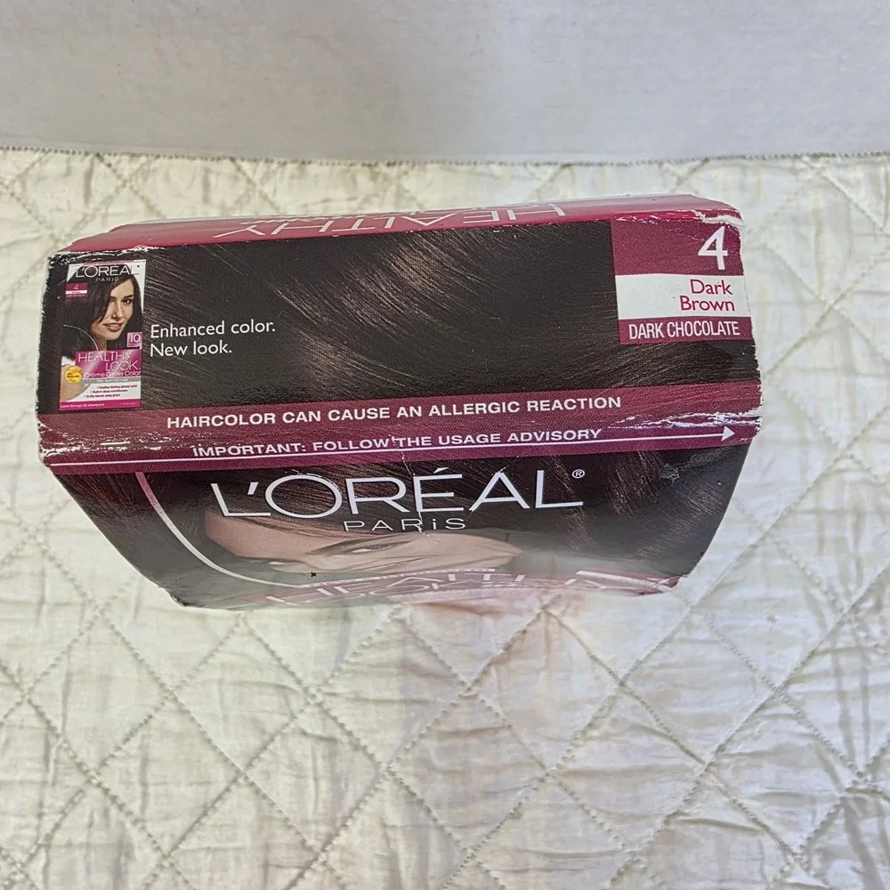 IMPERFECT BOX, NEW L'Oréal Healthy Look Creme Gloss Hair Color-4 DARK BROWN